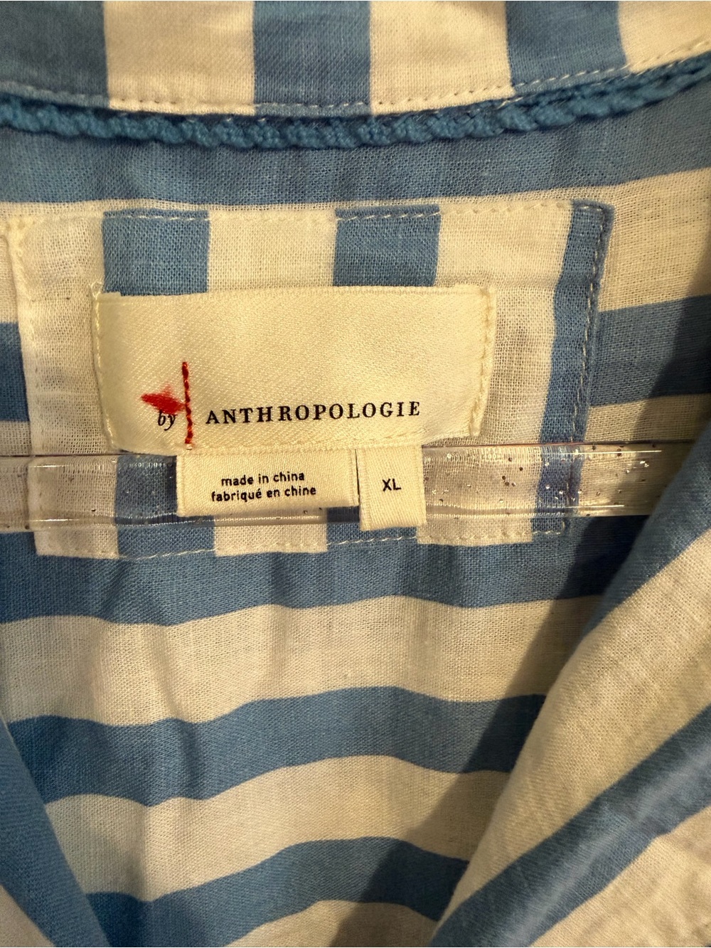 Anthropologie Light Blue & White Striped Button-Front Maxi Shirt Dress - size XL - Picture 3 of 7